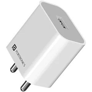 Portronics Adapto 12 Single USB 12W Fast Wall Charger - 2.4A, White