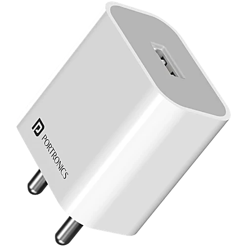 Portronics Adapto 12 Single USB 12W Fast Wall Charger - 2.4A, White Portronics Adapto 12 Single USB 12W Fast Wall Charger - 2.4A, White